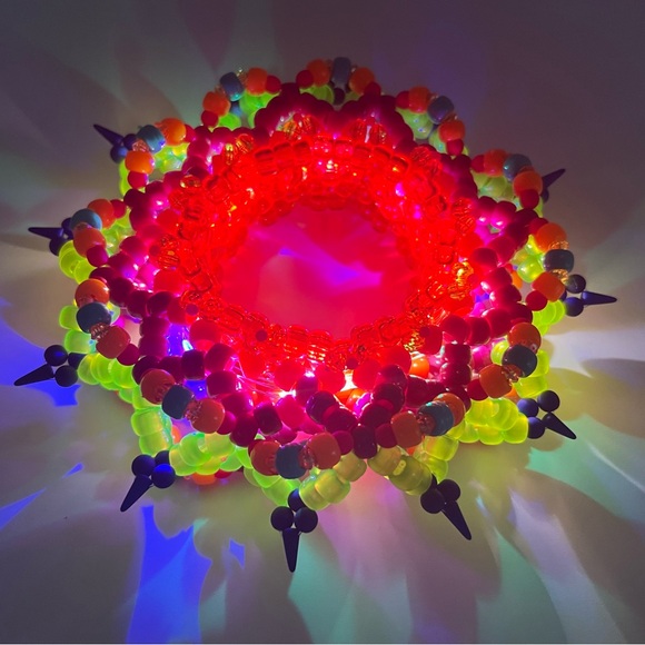 🪔”Diwali Festival of Lights”🪔 3D UFO PLUR Rave Custom Kandi Cuff - Picture 8 of 9